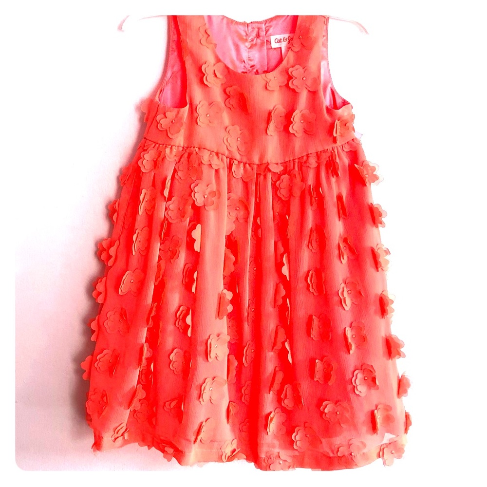Cat and Jack coral floral dress size 3T